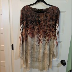 French Kyss Brown and Cream Women's Top
